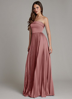 Azazie Mariana Bridesmaid Dresses Dusty Rose A-Line Pleated Stretch Satin Dress image6