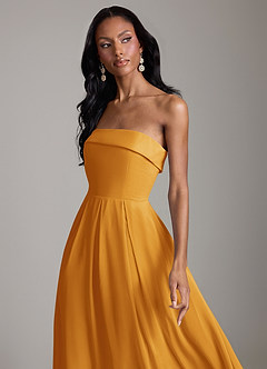 Azazie Lucienne Bridesmaid Dresses Butterscotch A-Line Strapless Chiffon Convertible Dress image4