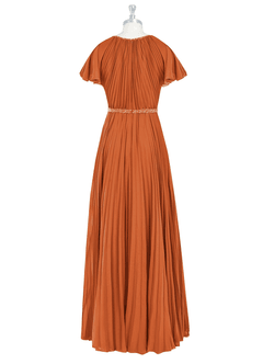 Azazie Kara Modest Bridesmaid Dresses A-Line Pleated Chiffon Floor-Length Dress image8