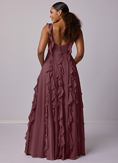 Barbie ♥ Azazie Bridesmaid Dresses Sangria A-Line with Pockets Chiffon Dress image11