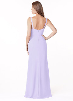 Azazie Salma Bridesmaid Dresses Lilac Sheath Side Slit Chiffon Dress image2