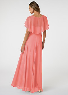 Azazie Jamie Bridesmaid Dresses Coral A-Line Chiffon Dress image5