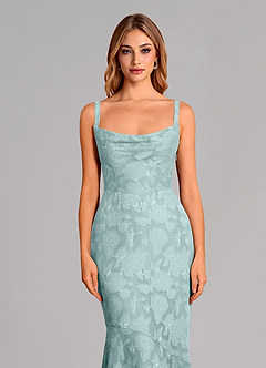 Azazie Aubrey 신부 들러리 드레스 인어 절하다 플로럴 번아웃 바닥 길이 드레스 image6