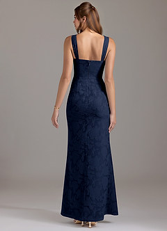 Azazie Denice Bridesmaid Dresses Dark Navy A-Line Pleated Floral Burnout Dress image5