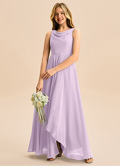 Azazie Mannie Junior Klä av A-Line i Chiffong Plisserad image5