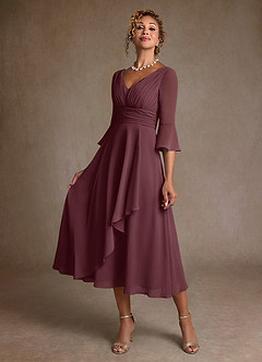 Azazie Aerynne Mother of the Bride Dresses Sangria A-Line Pleated Chiffon Dress image3