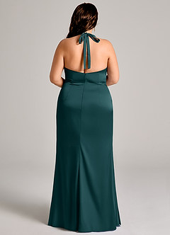 Azazie Valerie Vestidos de damas de honor Vestido de Pino de Satén Elástico de Corte Sirena con Plisado image12