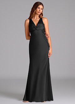 Azazie Hati Bridesmaid Dresses Black Mermaid Stretch Satin Dress image3