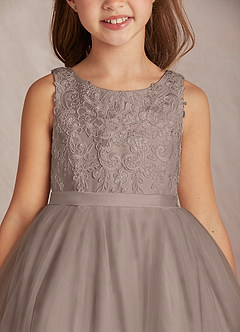 Azazie Calla Flower Girl Dresses Taupe Ball-Gown Lace Tulle Dress image6
