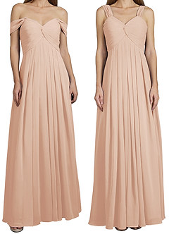 Azazie Kaitlynn Bridesmaid Dresses English Rose Empire Ruched Chiffon Convertible Dress image8
