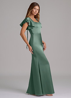 Azazie Elkie Brudtärnklänningar Klä av Sjöjungfru i Stretch Satin Fyrkantig halsringning Eukalyptus image3