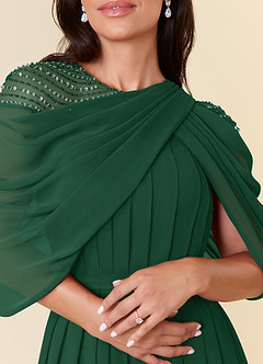 Azazie Olena Mother of the Bride Dresses Dark Green A-Line Sequins Chiffon Dress image5