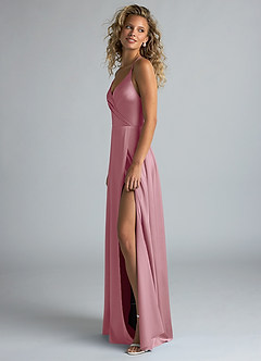 Azazie Davis Bridesmaid Dresses Vintage Mauve A-Line Pleated Stretch Satin Dress image6