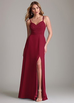 Azazie Terese Bridesmaid Dresses Burgundy A-Line Pleated Chiffon Dress image1