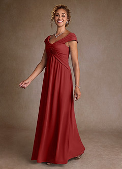Azazie Myrtle Mother of the Bride Dresses Rust A-Line Pleated Chiffon Dress image4