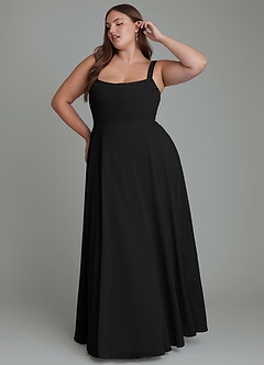 Azazie Shaude Bridesmaid Dresses Black A-Line Pleated Chiffon Dress image8