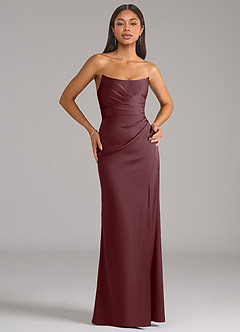 Azazie Marla Bridesmaid Dresses Sangria Sheath Strapless Stretch Satin Convertible Dress image1