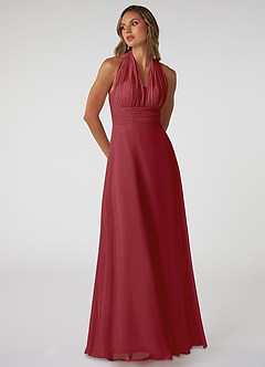 Azazie Fifi Bridesmaid Dresses Pomegranate A-Line Strapless Chiffon Convertible Dress image6