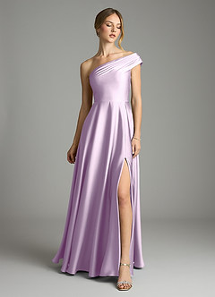 Azazie Melanie Suknie dla druhen Linia A Zza ramienia Satyna elastyczna Do ziemi Sukienka image3