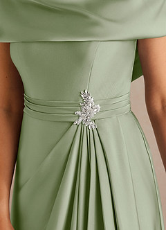 Azazie Branford vestidos de madre de la novia Vestido de Salvia Polvorienta de Satén Elástico de Corte En A con Plisado image7