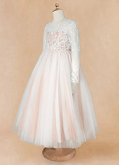Azazie Elodie vestidos de niña de las flores Vestido de Marfil Rosa Champaña de Encaje de Princesa image12
