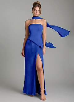 Azazie Tierney Bridesmaid Dresses Royal Blue A-Line Strapless Chiffon Convertible Dress image1