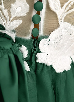 Azazie Sundae Flower Girl Dresses Dark Green Ball-Gown Lace Dress image8