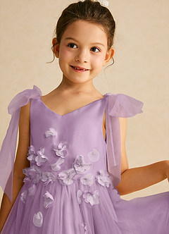 Azazie Minia Flower Girl Dresses Wisteria A-Line Bow Matte Satin Dress image4