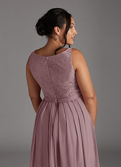 Azazie Ainsling Abiti per la Madre della Sposa Abito A-Line in Chiffon in Pizzo con Scollo Quadrato Rosa Polverosa image18