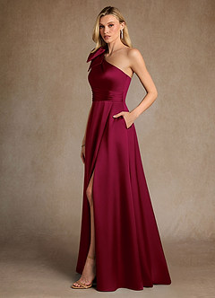 Azazie Easton Abiti per la Madre della Sposa Abito A-Line in Raso Elasticizzato Monospalla Borgogna image2