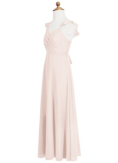 Azazie Emily Junior Rose Petal A-Line Ruched Chiffon Dress image7