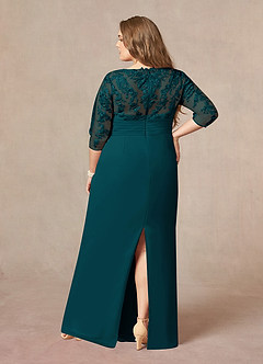 Azazie Joan Mother of the Bride Dresses Pine Sheath V-Neck Lace Chiffon Dress image7