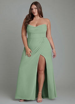 Azazie Johana Bridesmaid Dresses Matcha Mermaid Off the Shoulder Chiffon Convertible Dress image16