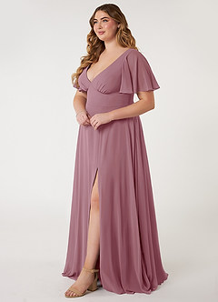 Azazie Kimber Bridesmaid Dresses Vintage Mauve A-Line Flounce Sleeve Chiffon Dress image7