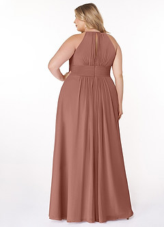Azazie Bonnie Bridesmaid Dresses Cedar Rose A-Line Keyhole Ruched Chiffon Dress image7