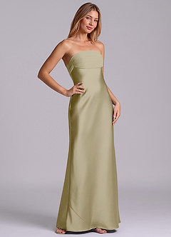 Azazie Ailanie Brudtärnklänningar Klä av Tubklänning i Stretch Satin Axelbandslös Mossgrön image5