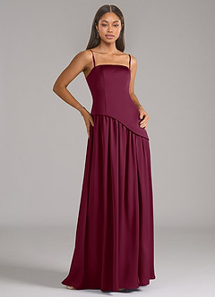 Azazie Adeline Bridesmaid Dresses Mulberry A-Line Strapless Stretch Satin Convertible Dress image7