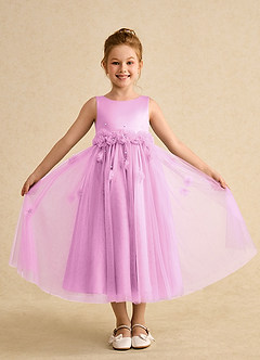 Azazie Lux Flower Girl Dresses Candy Pink A-Line Beaded Tulle Dress image4
