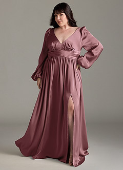 Azazie Norah Brautjungfernkleider A-Linie Stretch-Satin Kleid Vintage Mauve image7