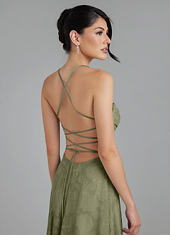 Azazie Tatum Bridesmaid Dresses Pistachio A-Line Corset Floral Burnout Dress image10