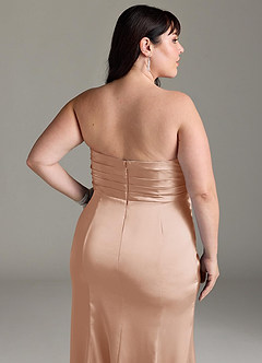 Azazie Yola Bridesmaid Dresses English Rose Sheath V-Neck Pleated Stretch Satin Convertible Dress image15