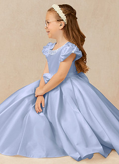 Azazie Jewel Blumenmädchenkleider Ballkleid Plissee Matte Satin Kleid Eis image3