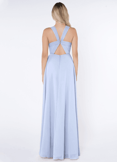 Azazie Jane Final Sale Matcha A-Line V-Neck Pleated Chiffon Dress image2