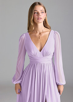 Azazie Norah Vestidos de madrinha de casamento Vestir Lilás de Malha de Linha A image7
