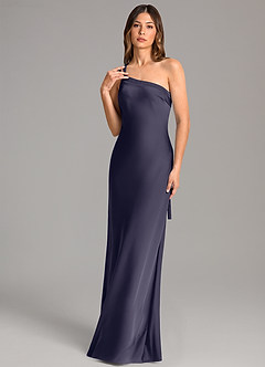 Azazie Monroe Bridesmaid Dresses Stormy Mermaid One Shoulder Stretch Satin Dress image1