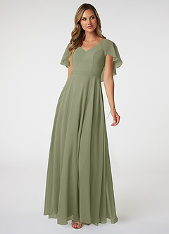 Azazie Jamie Brautjungfernkleider A-Linie Chiffon Kleid Pistazie image1