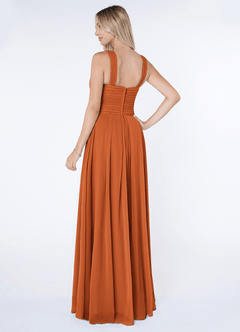 Azazie Kaleigh Bridesmaid Dresses Cinnamon A-Line Pleated Chiffon Dress image4