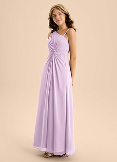 Azazie Brooke Junior Frosted Lilac A-Line Side Slit Chiffon Dress image6