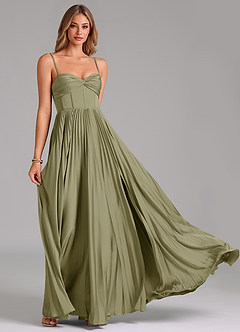 Azazie Tyla Robes de demoiselle d'honneur Robe Trapèze en Satin extensible Encolure en Forme de Cœur Pistache image5