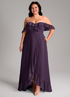 Azazie Lyra Bridesmaid Dresses Plum A-Line Chiffon Convertible Dress image11